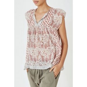 Ulla Johnson Georgette Nimes Silk Printed Blouse Women's Size 0